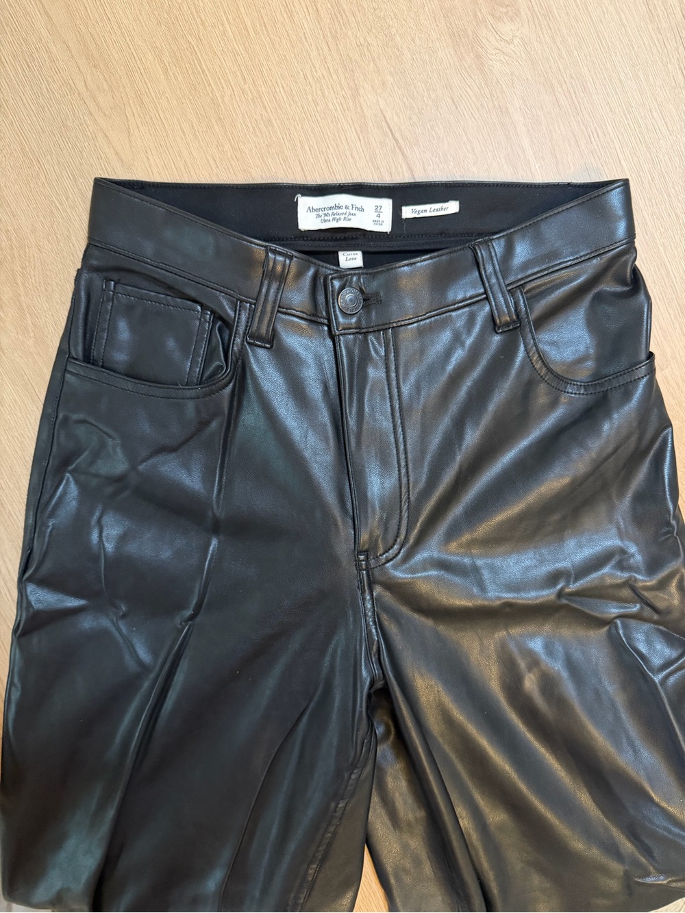 Abercrombie & Fitch Black Vegan Leather Slim Pants